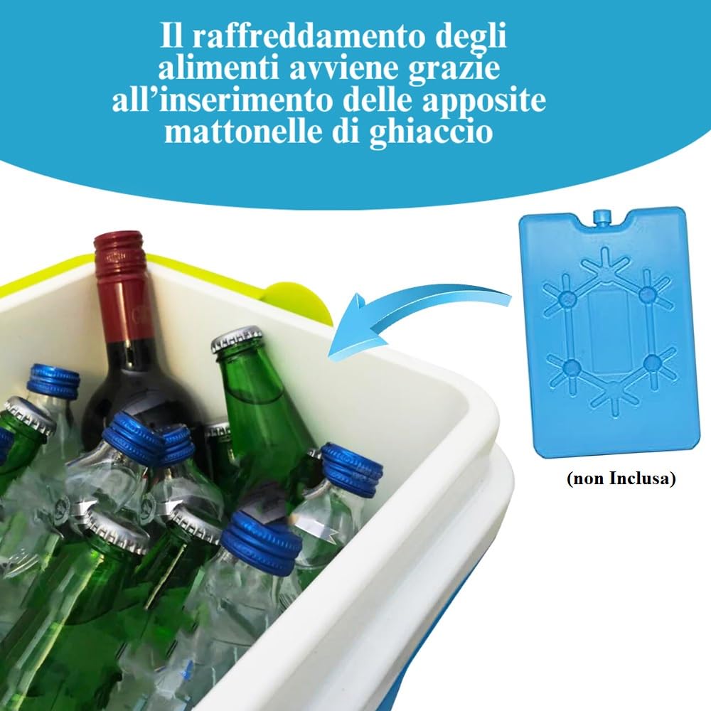Frigorifero termico portatile 19,5 litri con bottiglie e ghiaccio