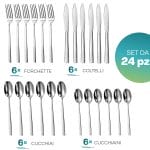 set-da-24-set-posate-acciaio Set da 24 posate in acciaio inox con 6 forchette, coltelli, cucchiai e cucchiaini