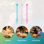 Forchettine a 2 punte riutilizzabili per aperitivi, degustazioni, buffet e finger food colorate