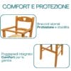 Seggiolone in legno con braccioli protettivi e poggiapiedi integrato per comfort e stabilità