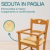 Seggiolone in legno di faggio ciliegio con seduta in paglia intrecciata a mano traspirante