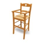 principale - seggiolone ciliegio Seggiolone per bambini in legno di faggio ciliegio con seduta in paglia intrecciata 36x36x85 cm