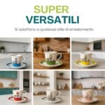 Tazzine caffè porcellana fantasia casette adatte a ogni arredamento