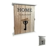 Cassetta portachiavi in legno da parete con scritta Home, organizer chiavi casa 24 cm colore legno shabby chic