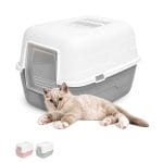 Lettiera chiusa per gatti con filtro antiodore 48x38x32 cm grigia