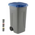 Bidone pattumiera 80L con ruote coperchio blu per raccolta differenziata