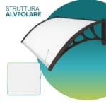 Pensilina trasparente con struttura alveolare resistente e supporto in ABS