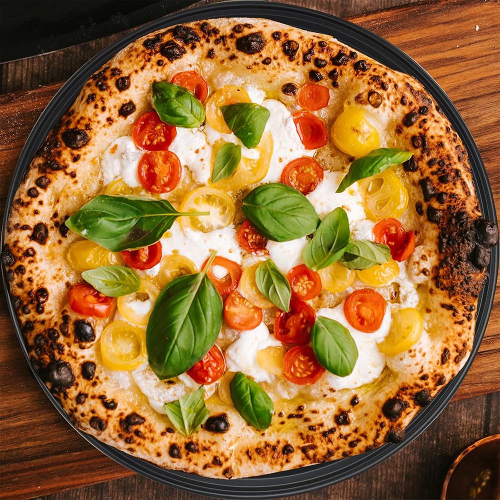 Pizza cotta in teglia tonda Ø32 cm in lamiera blu made in Italy