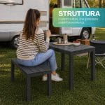 Panca e tavolo da esterno neri in plastica resistente per giardino