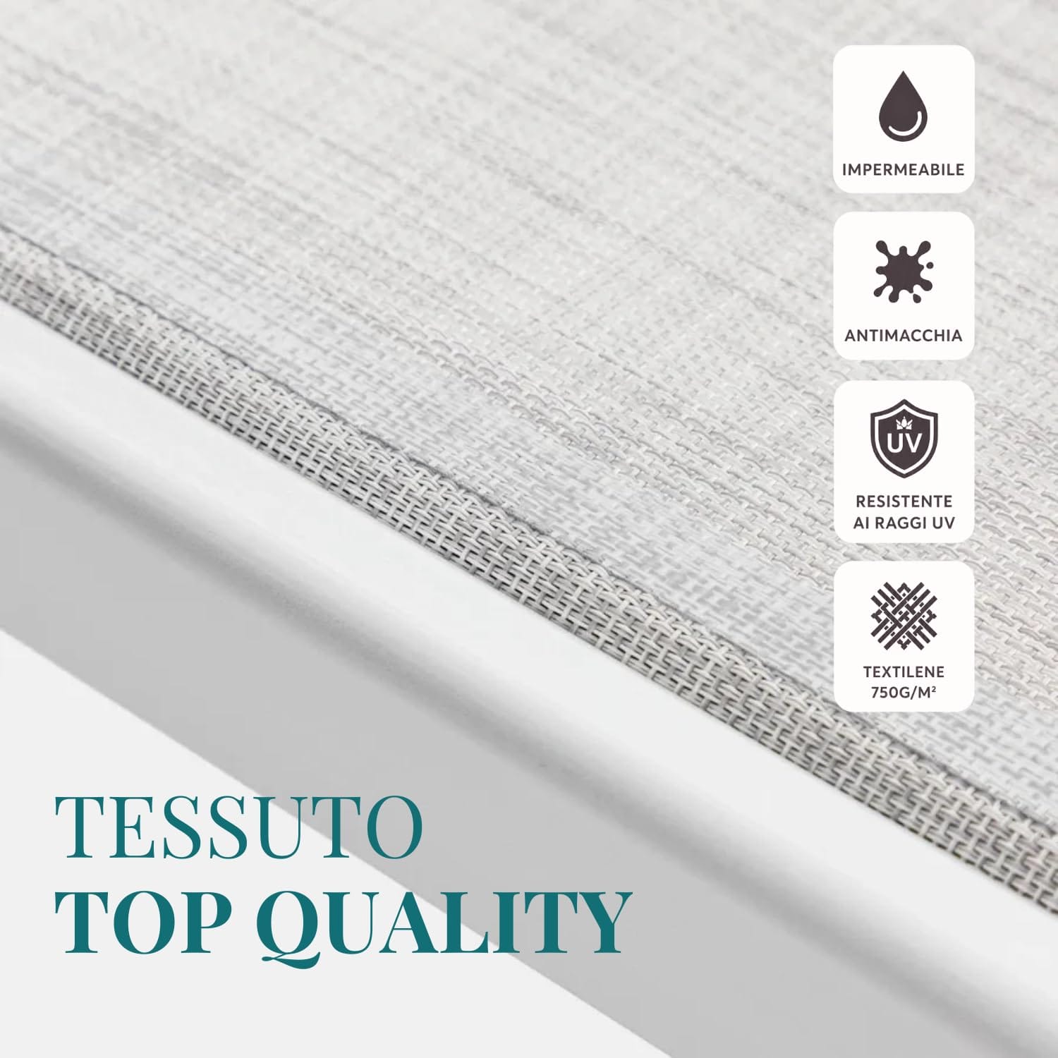 Tessuto Textilene Grigio Premium Dettaglio tessuto textilene grigio impermeabile antimacchia resistente ai raggi UV