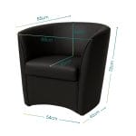 poltrona a pozzetto nera misure Poltrona a pozzetto nera in ecopelle con misure dettagliate 65x72x54 cm