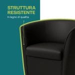 poltrona a pozzetto nera struttura Dettaglio struttura resistente in legno della poltrona a pozzetto nera