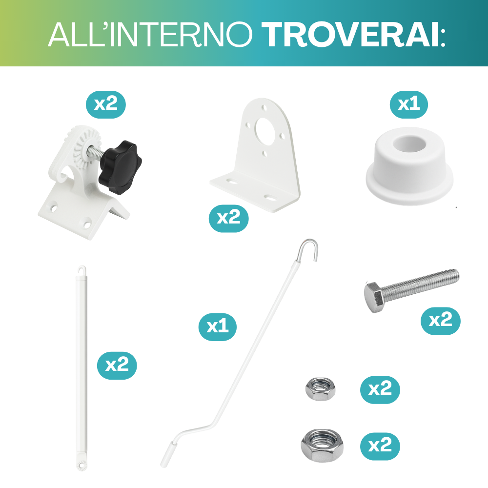 Kit accessori tenda da sole a caduta San Giorgio 300×250 cm con staffe, perni e viti