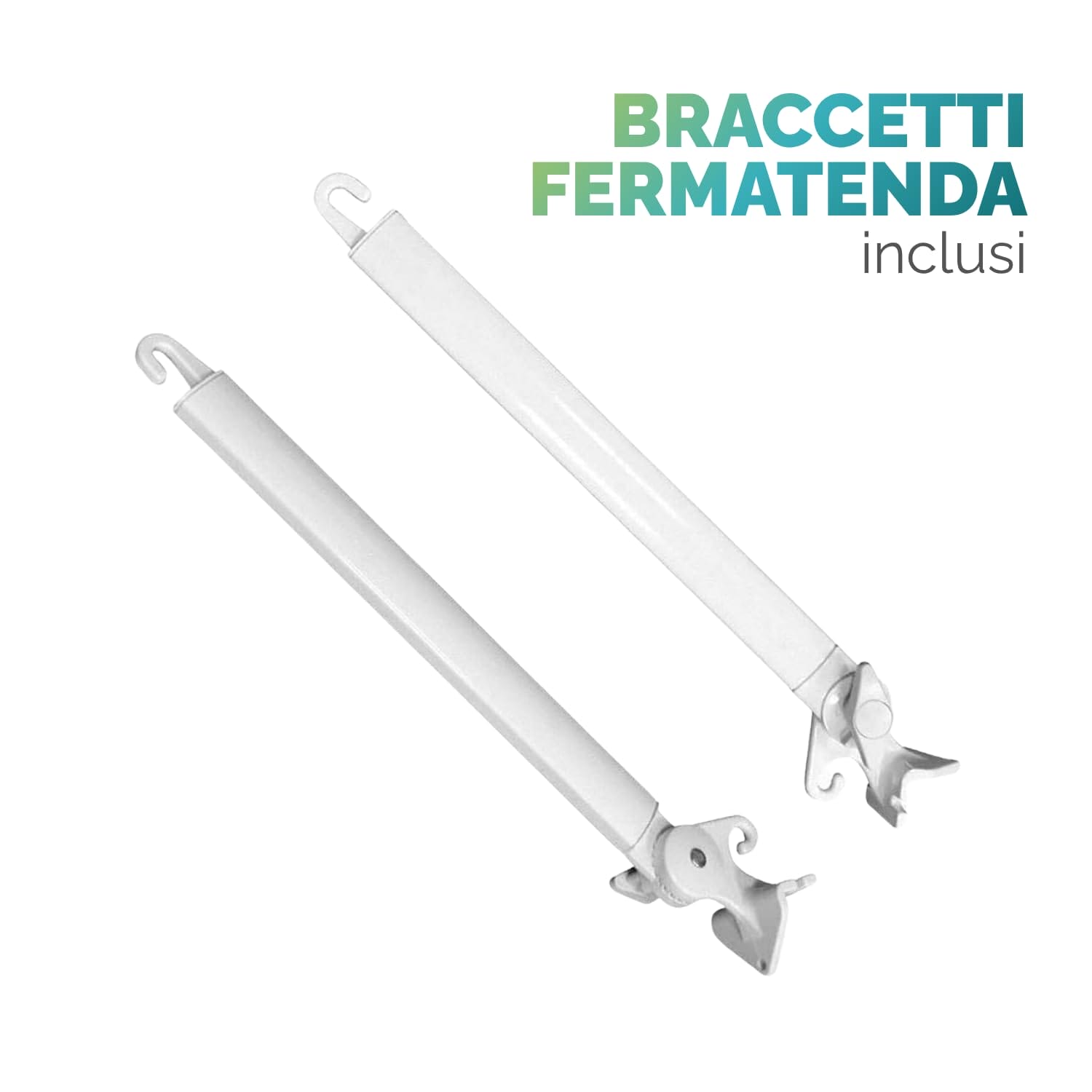 Bracci fermatenda inclusi per tenda da sole Coppia di bracci fermatenda bianchi inclusi per il fissaggio e la regolazione della tenda da sole a caduta