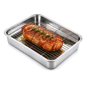 Rostiera con griglia rettangolare in acciaio inox