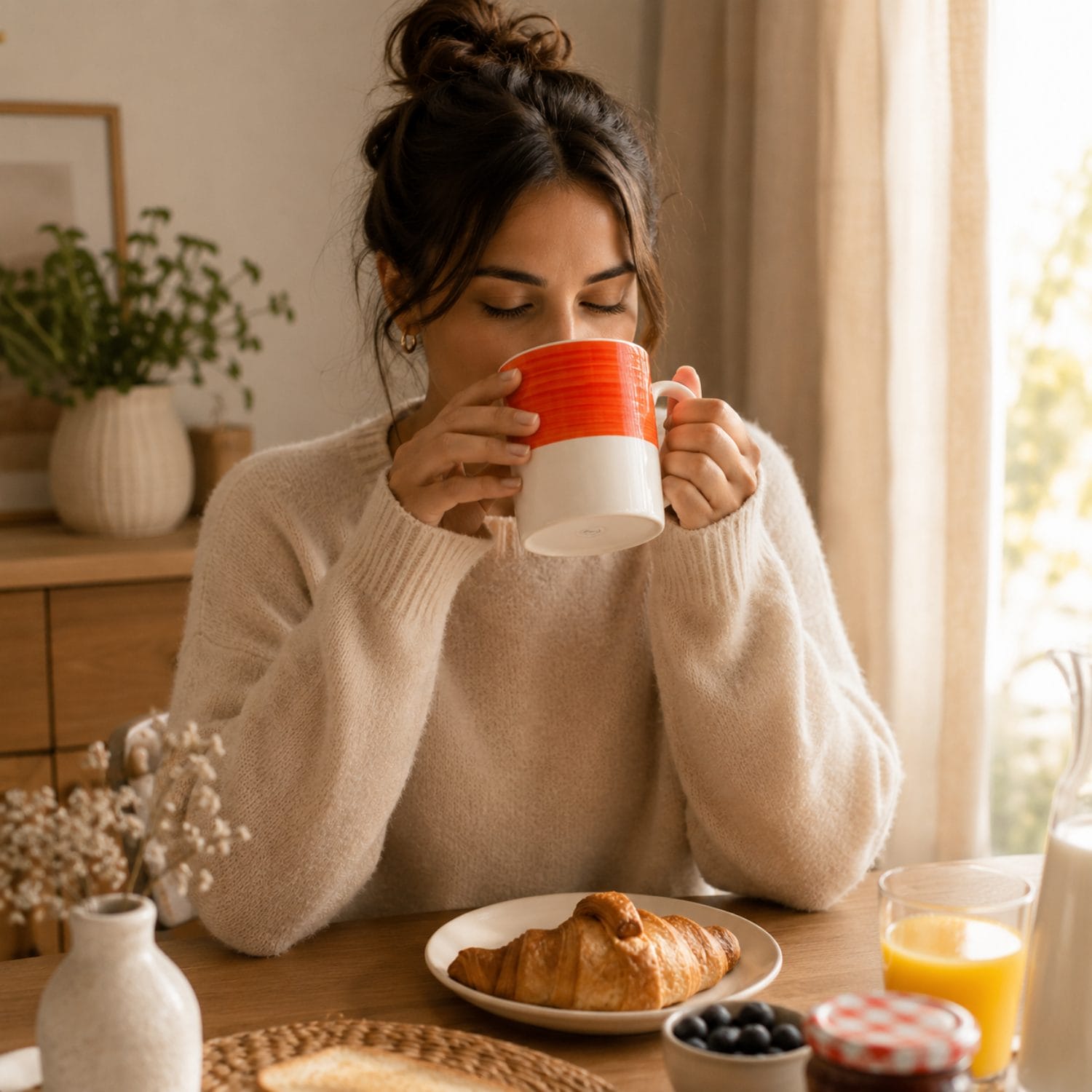 Set tazze porcellana per colazione Set tazze in porcellana colorate da 330 ml per colazione, tè e caffè a uso quotidiano