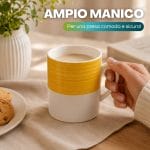 Tazza con manico ergonomico Tazza in porcellana con ampio manico ergonomico per una presa comoda e sicura