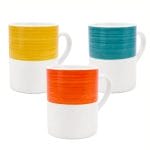 Set tazze colorate in porcellana Set di tazze in porcellana colorate giallo arancione e blu da 330 ml
