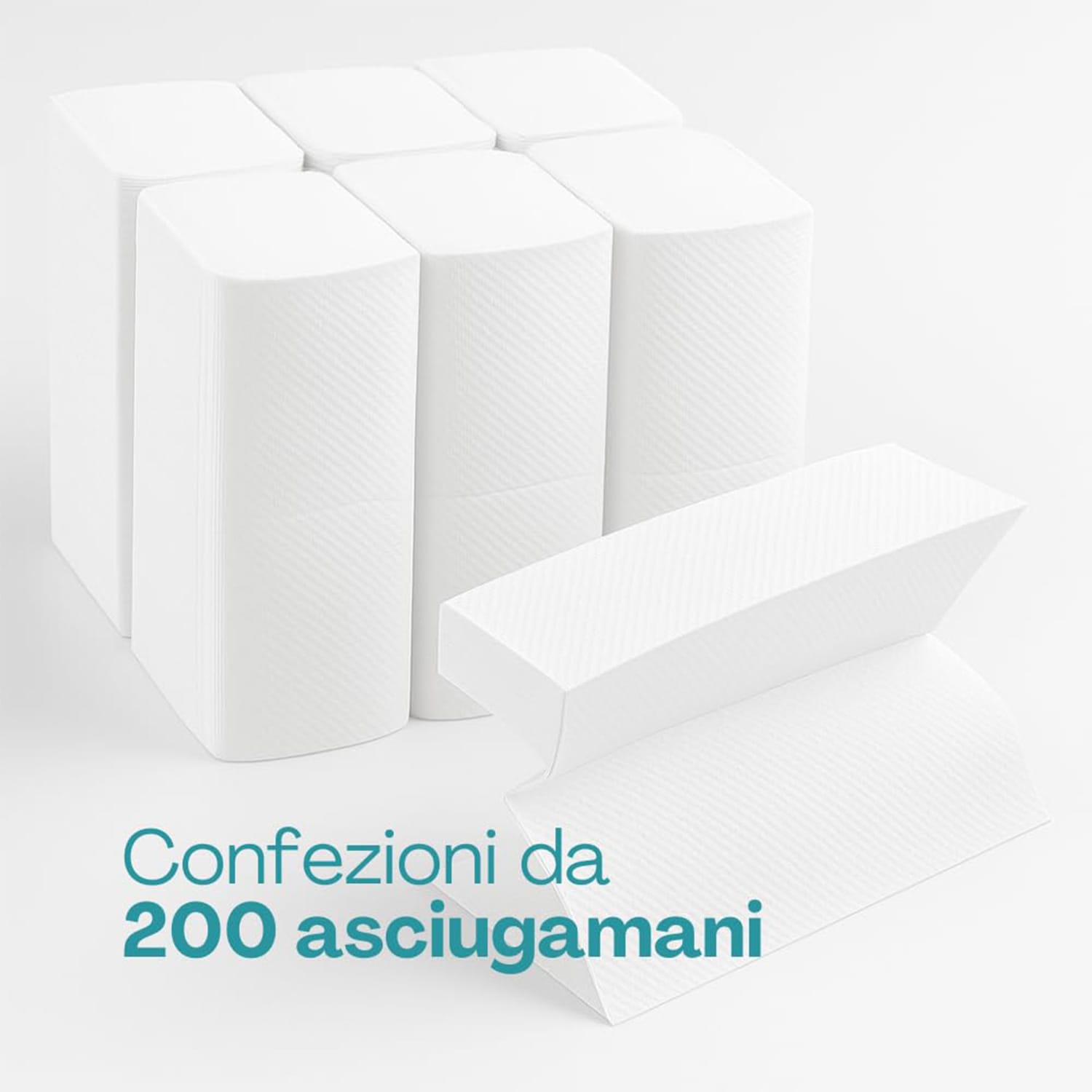 Pacchi da 200 asciugamani piegati a Z in carta bianca per dispenser professionali