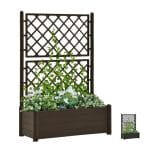 Fioriera color Marrone con spalliera rettangolare 100x43x142 cm per rampicanti da giardino