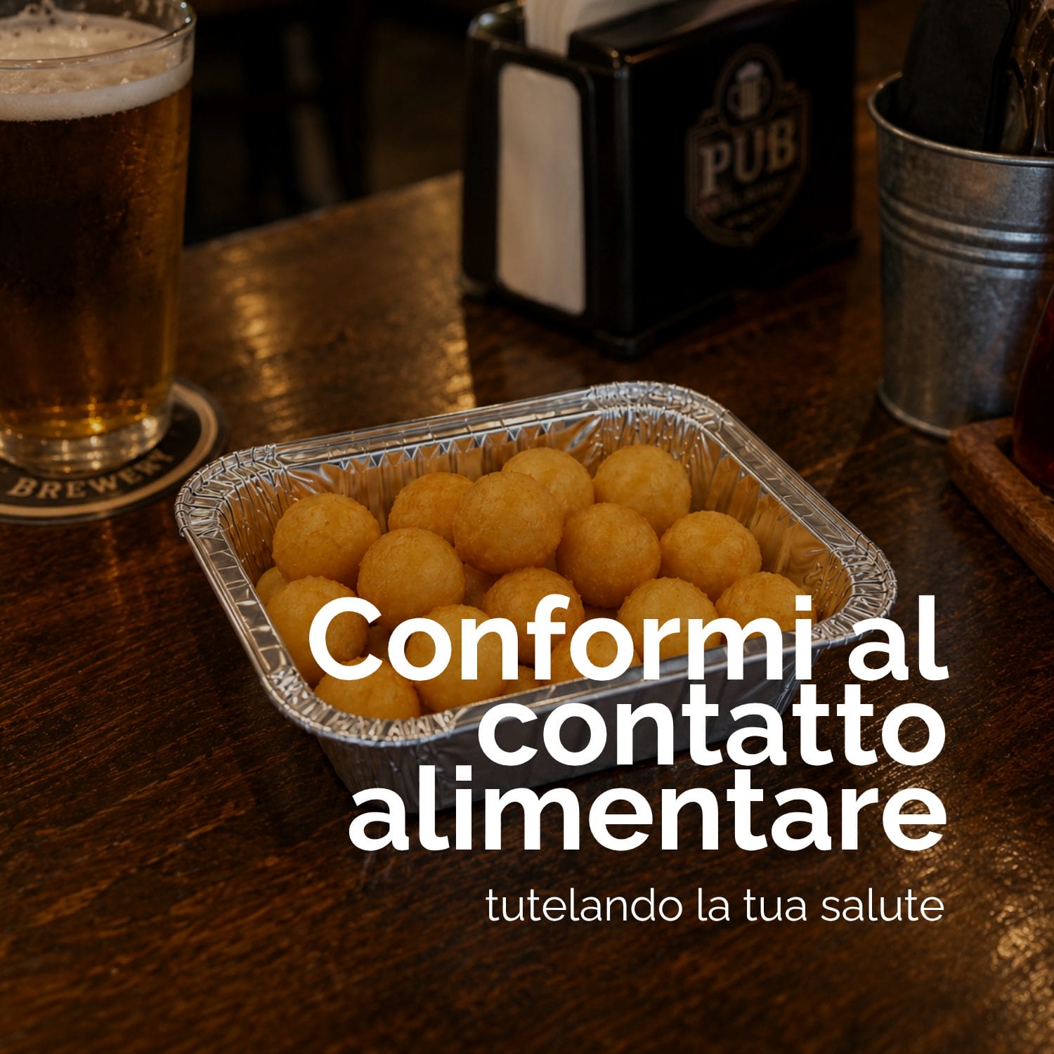 Contenitore alluminio mezza porzione per alimenti fritti conforme al contatto alimentare