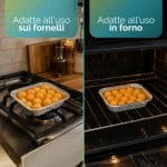 Vaschetta alluminio mezza porzione utilizzabile su fornelli e in forno per alimenti