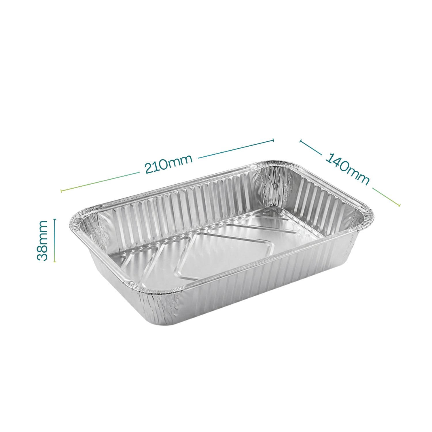 Contenitore alluminio 2 porzioni 210x140x38 mm senza coperchio per alimenti e asporto