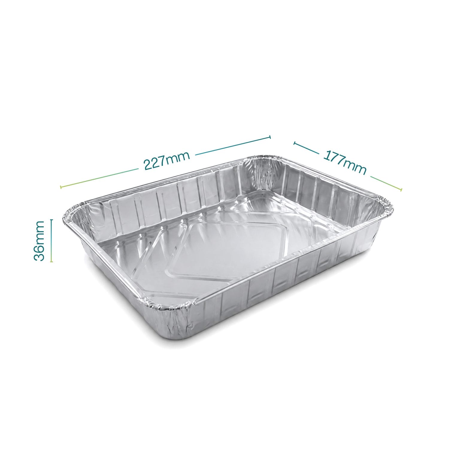 Contenitore alluminio 4 porzioni 227x177x36 mm senza coperchio per alimenti e asporto