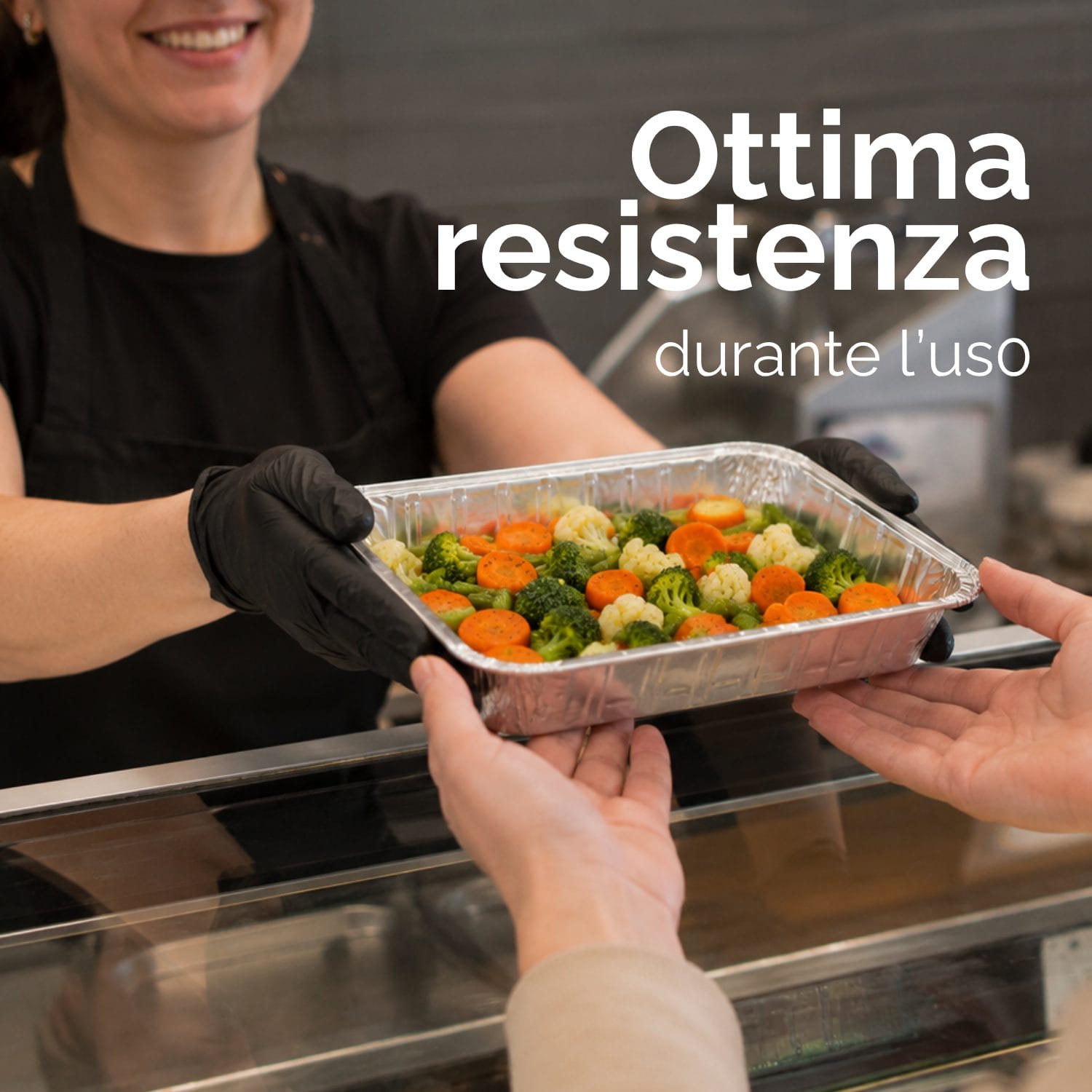 Contenitore alluminio alimentare 4 porzioni resistente per gastronomia e ristorazione