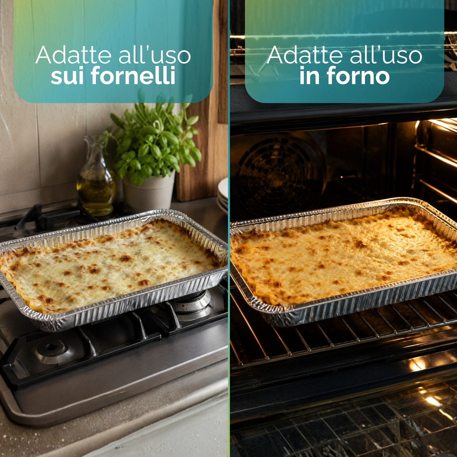 Contenitore in alluminio 6 porzioni adatto a forno e fornelli per cottura e rigenerazione alimenti
