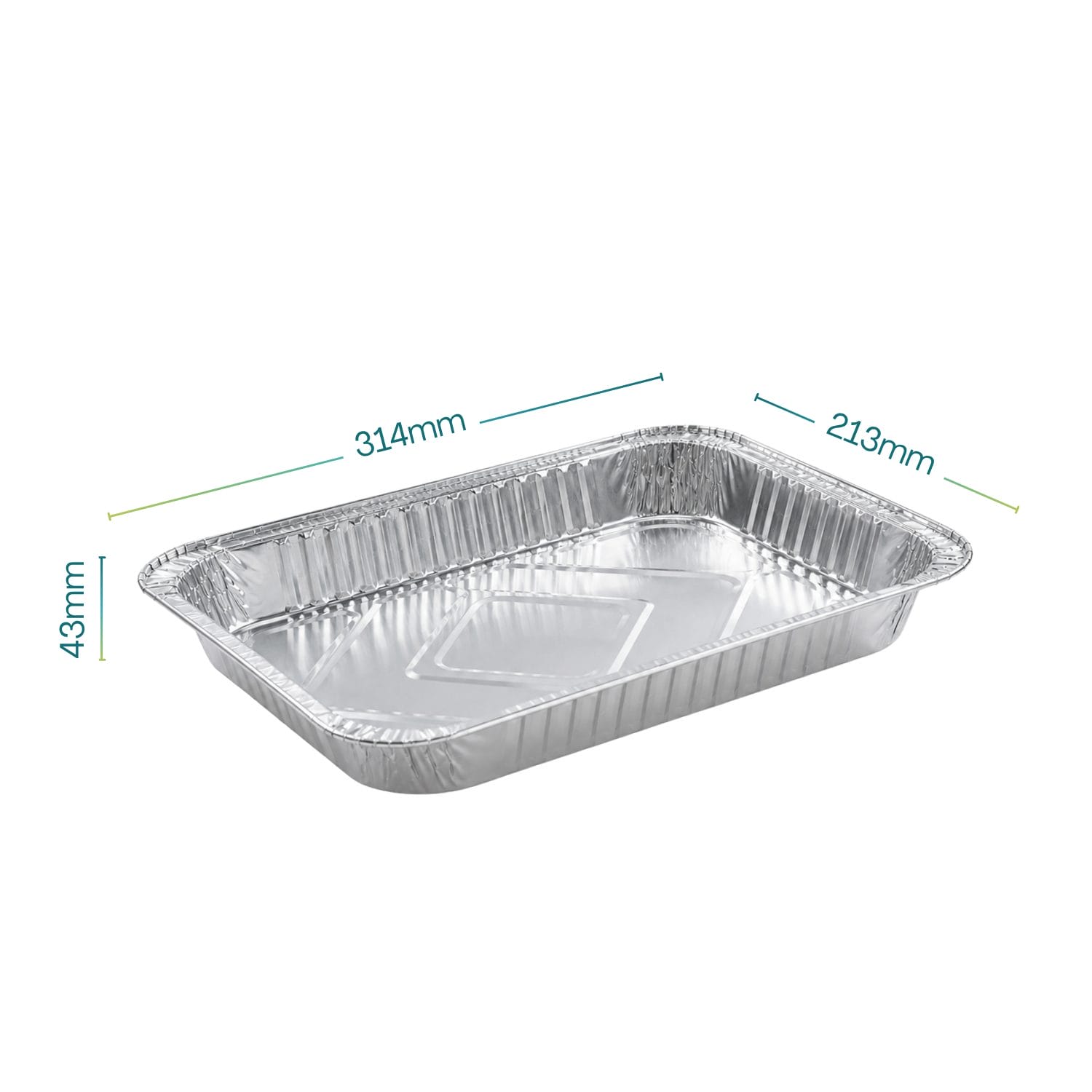 Contenitore alluminio 6 porzioni 314x213x43 mm senza coperchio per alimenti e asporto