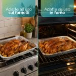 Contenitore in alluminio 8 porzioni adatto a forno e fornelli per cottura e riscaldamento alimenti