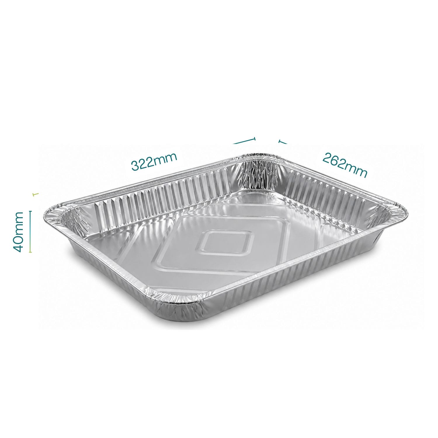 Contenitore alluminio 8 porzioni 322x262x40 mm senza coperchio per alimenti e asporto