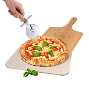 Set pietra refrattaria per pizza con pala e rondella