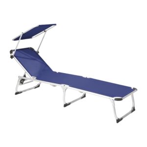 Lettino prendisole in alluminio Blu con tettuccio