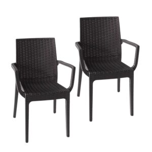 Sedie effetto Rattan con braccioli color Antracite