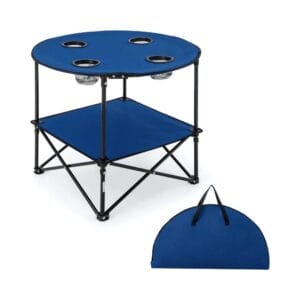 Tavolo da campeggio rotondo pieghevole in tessuto