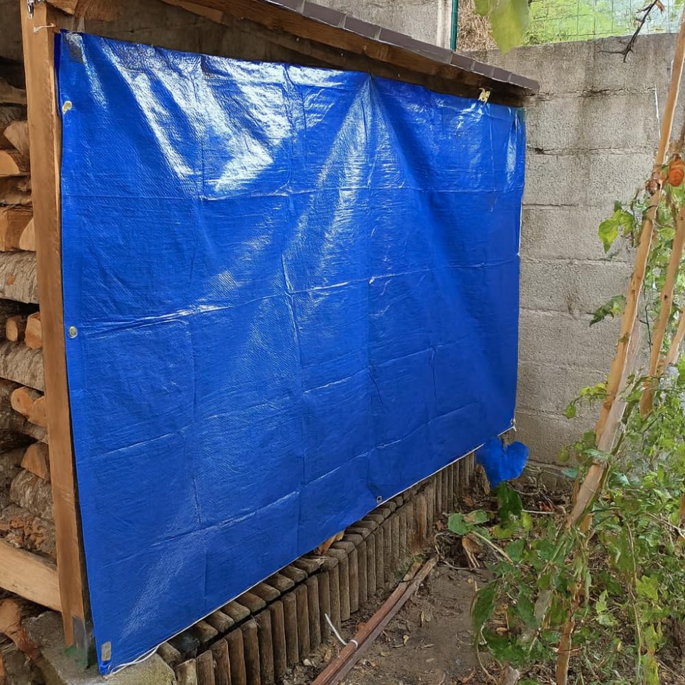 Telo copritutto occhiellato Paluplus blu e grigio 245 g/m² impermeabile