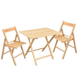 Set tavolo e sedie da giardino pieghevole in legno di faggio