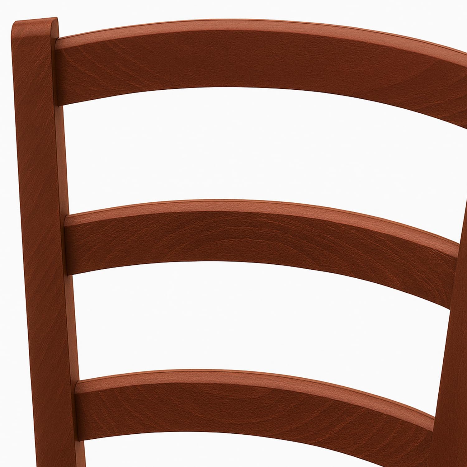 Schienale curvo sedia paesana in legno scuro con tre listelli orizzontali arcuati