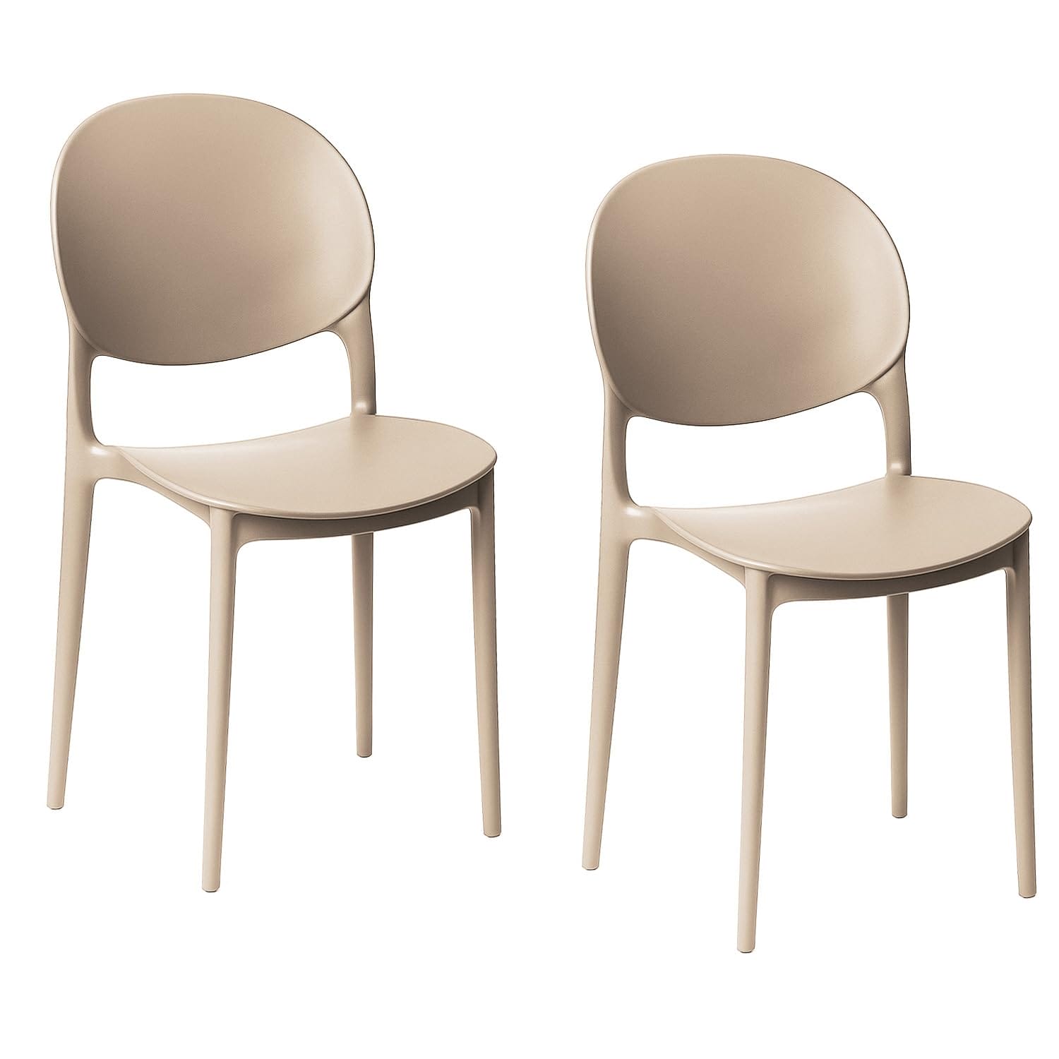 Sedie beige con schienale ovale in polipropilene per interni ed esterni
