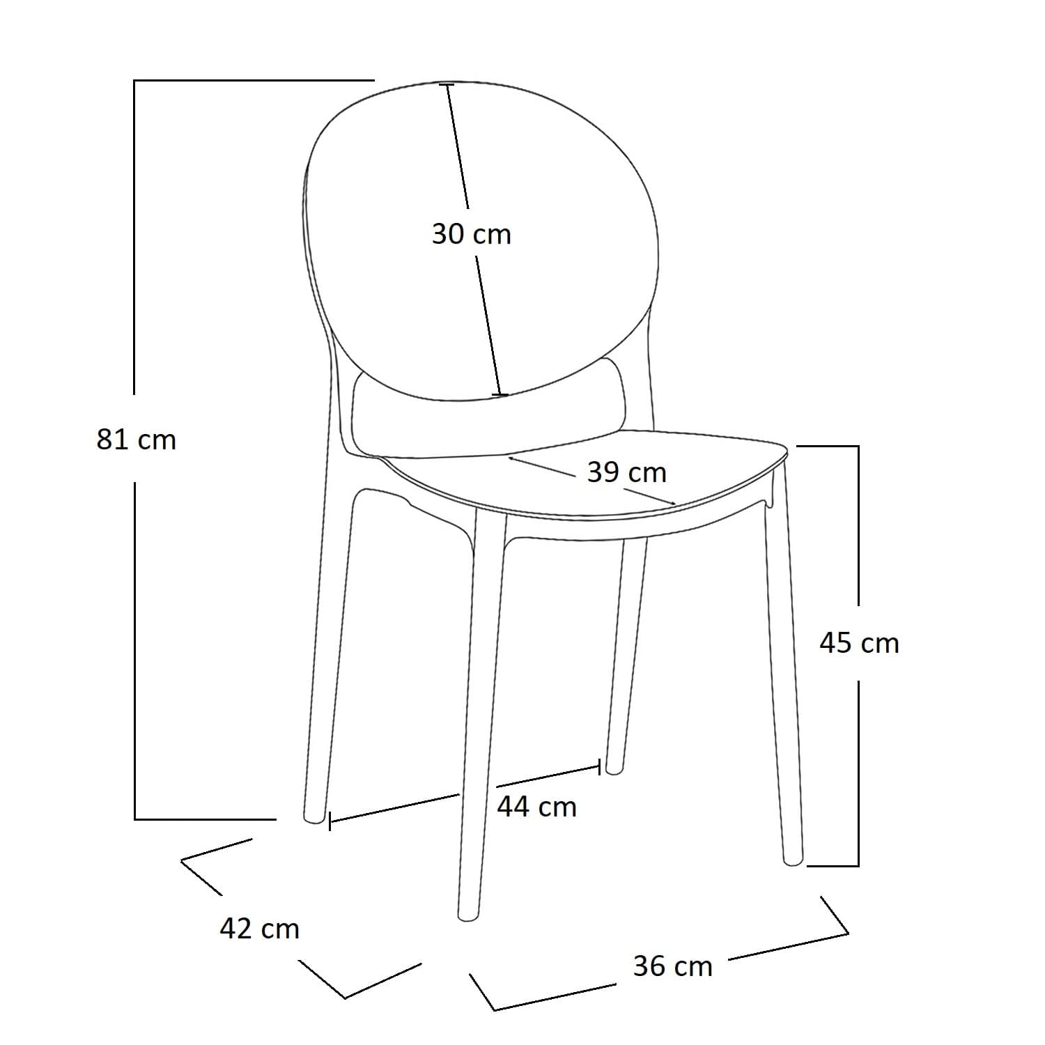 Dimensioni sedia beige ergonomica 44x42x81 cm con schienale ovale