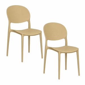 Sedia con schienale ovale di colore Beige