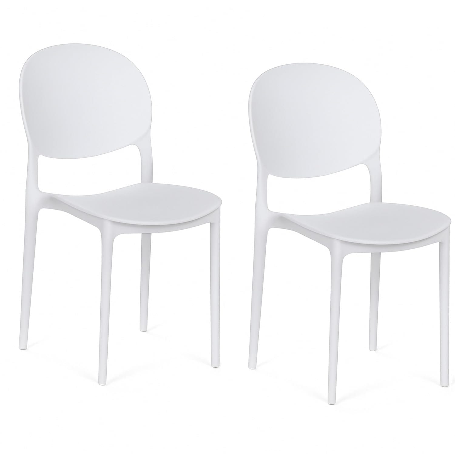 Sedie bianche con schienale ovale in polipropilene per interni ed esterni