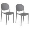 Sedie grigie con schienale ovale in polipropilene per interni ed esterni