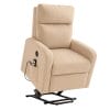 Poltrona elettrica alzapersona in tessuto tortora chiaro con meccanismo di sollevamento