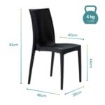 Sedia in plastica rattan antracite 81x46x39 cm, impilabile e senza braccioli, 4 kg