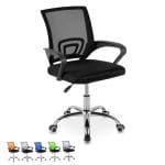 Sedia ufficio ergonomica nera regolabile Sedia da ufficio ergonomica con schienale in rete nera, seduta imbottita e base in acciaio cromato