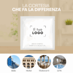 Bustina shampoo doccia monouso personalizzabile con logo per hotel, B&B e SPA