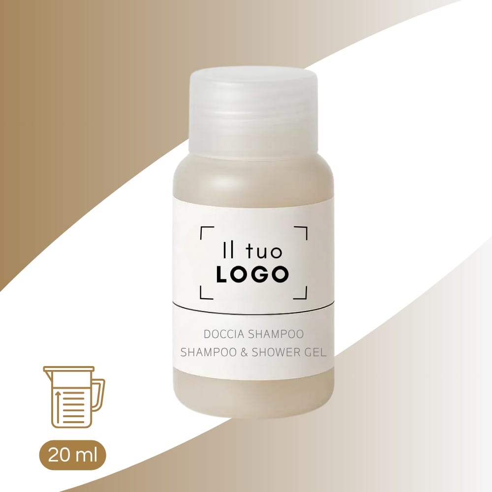 tubetto doccia shampoo 20 ml personalizzabile per hotel e strutture ricettive